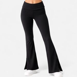 Free People FP Movement High Waisted Fold Over Black Flare Pants NWT